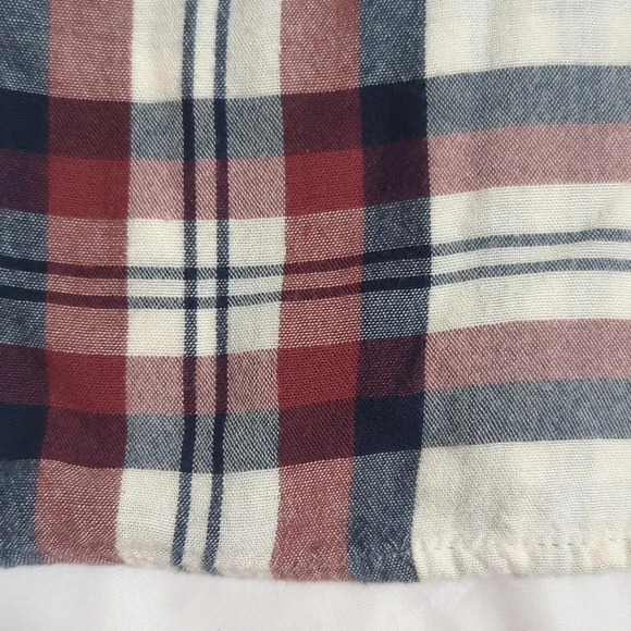 Abercrombie & Fitch Wrap Front Flannel Shirt, Color White/Red/Blue Size XS - Picture 14 of 16